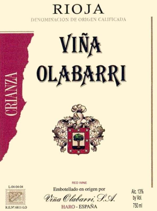 Vina Olabarri Crianza 2006 Front Label