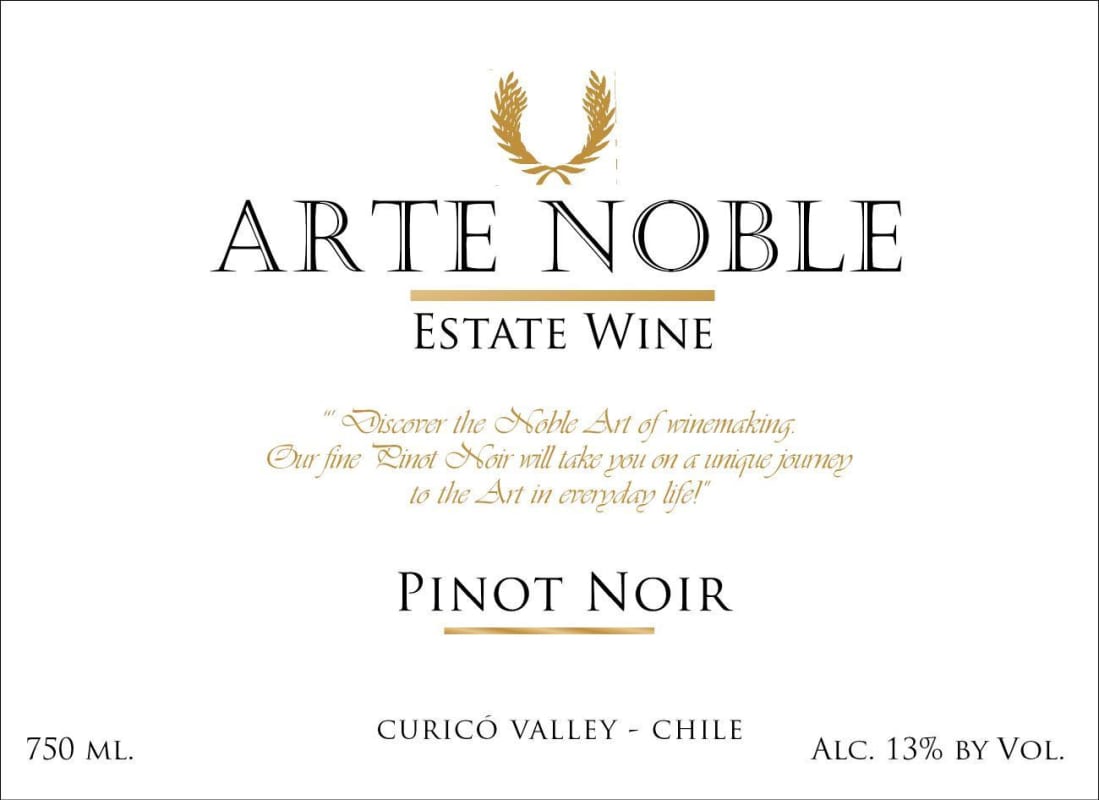 Vina Requingua Winery Arte Noble Estate Wine Pinot Noir 2014 Front Label