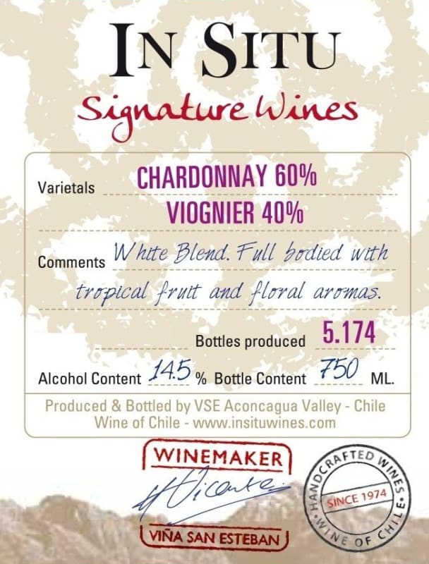 Vina San Esteban In Situ Signature Wines White Blend 2011 Front Label