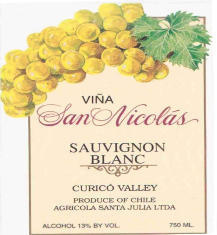 Vina San Nicolas Sauvignon Blanc 2013 Front Label