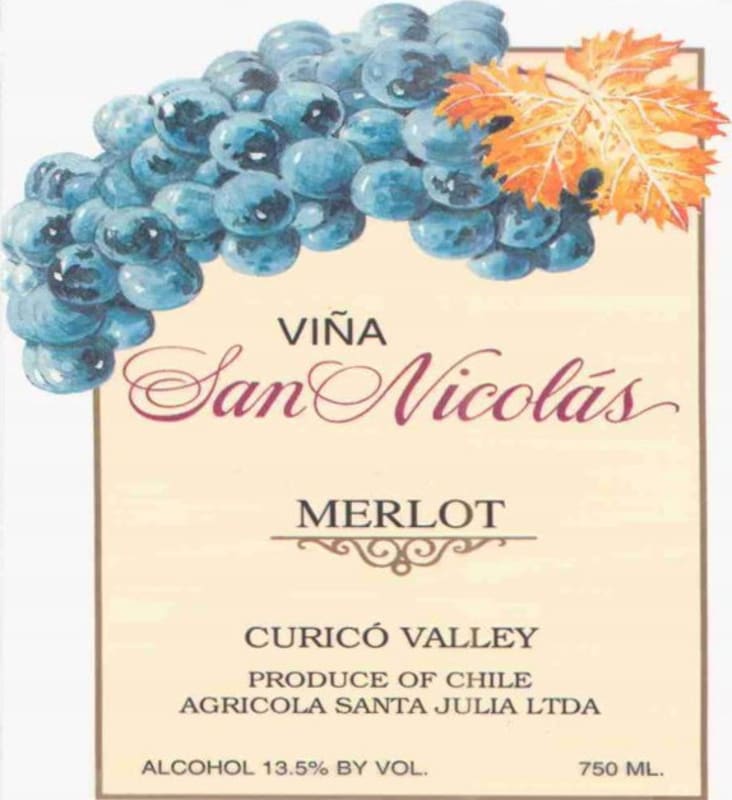 Vina San Nicolas Merlot 2014 Front Label