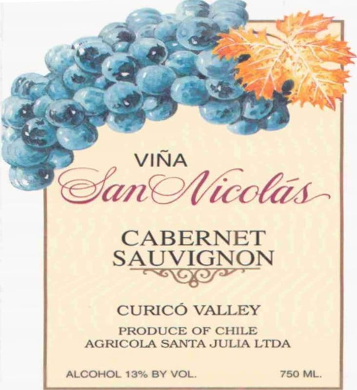 Vina San Nicolas Cabernet Sauvignon 2014 Front Label