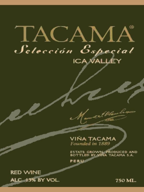 Vina Tacama Seleccion Especial Tinto 2013 Front Label