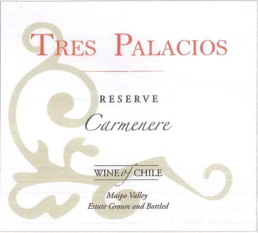 Vina Tres Palacios Reserve Carmenere 2014 Front Label
