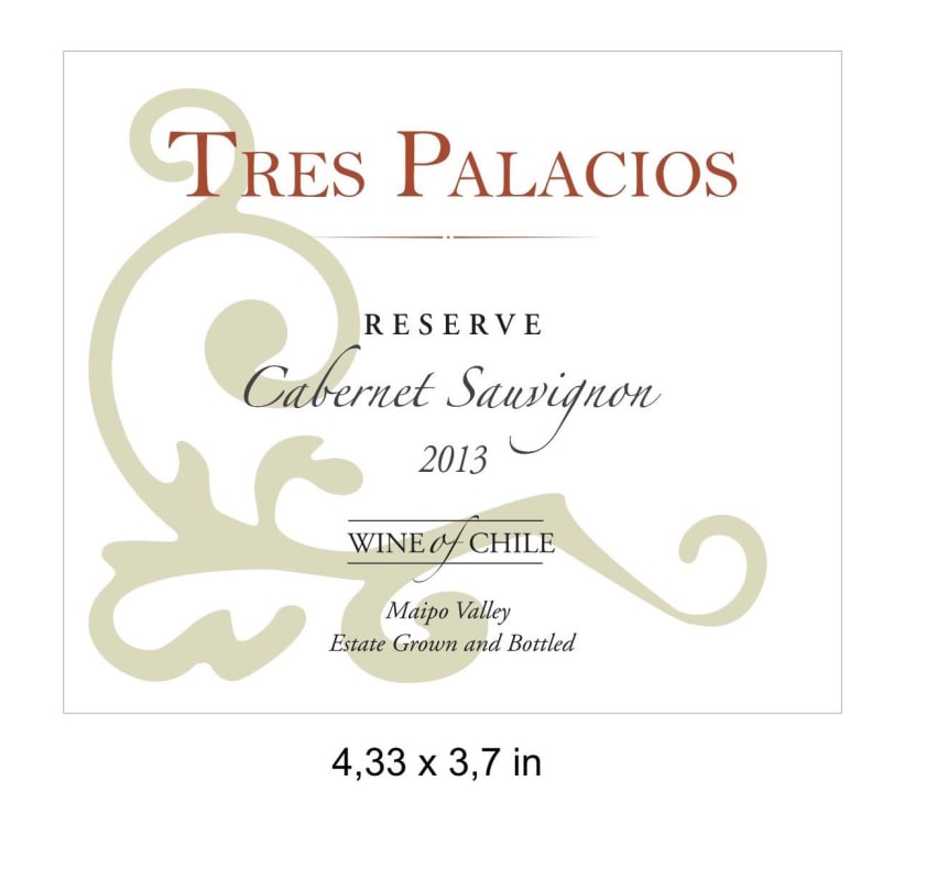 Vina Tres Palacios Reserve Cabernet Sauvignon 2013 Front Label