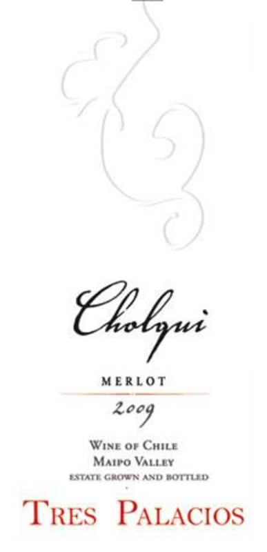 Vina Tres Palacios Cholqui Merlot 2009 Front Label