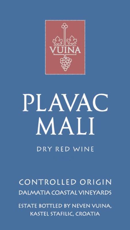 Vina Vuina Plavac Mali 2012 Front Label