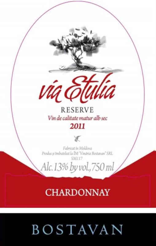 Vinaria Bostavan Via Etulia Reserve Chardonnay 2011 Front Label