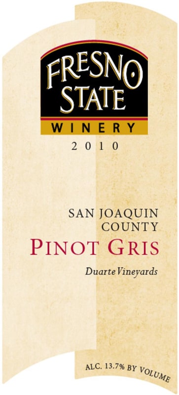 Fresno State Winery Pinot Gris 2010 Front Label