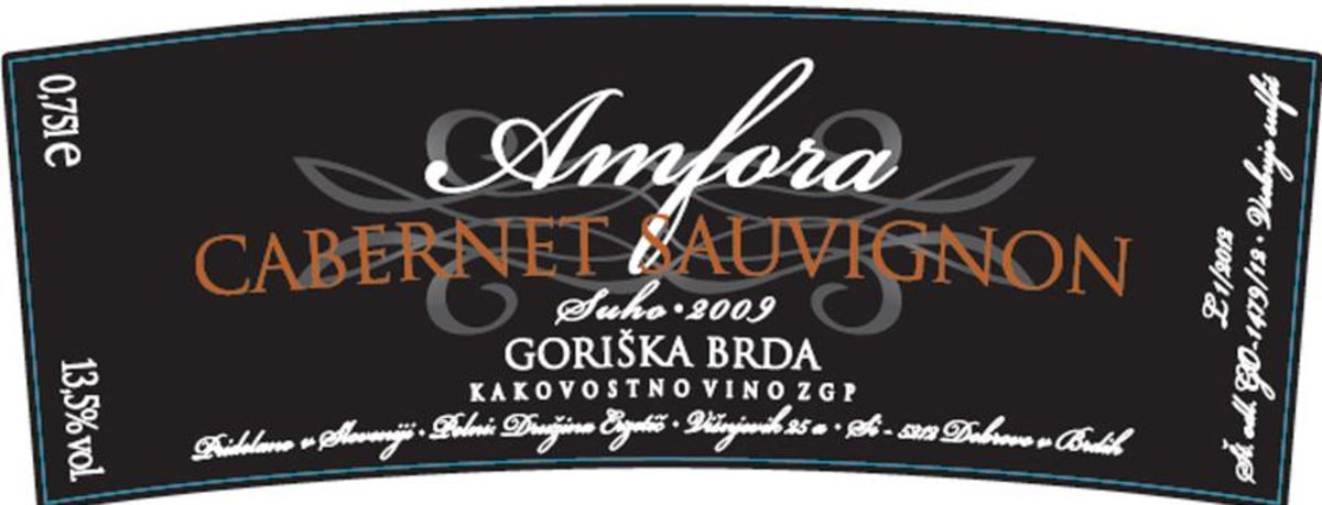 Vinarstvo Erzetic Goriska Brda Visnjevik Amfora Cabernet Sauvignon 2009 Front Label