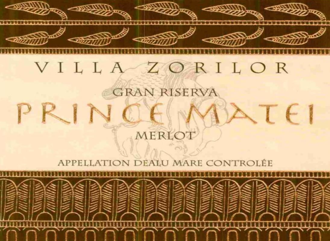 Vinarte Villa Zorilor Prince Matei Gran Riserva Merlot 2000 Front Label