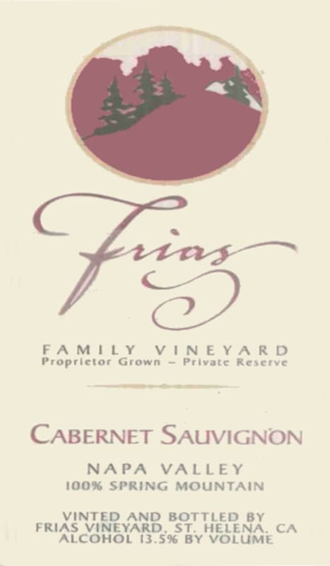 Frias Family Vineyard Private Reserve Cabernet Sauvignon 2002 Front Label