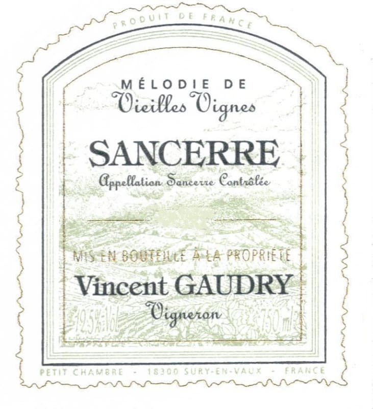 Vincent Gaudry Sancerre Melodie de Vieilles Vignes 2012 Front Label