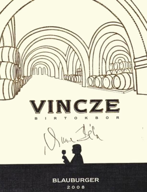 Vincze Boraszat Blauburger 2008 Front Label