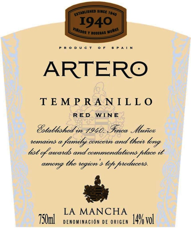 Vinedos & Bodegas Munoz Artero Tempranillo 2010 Front Label