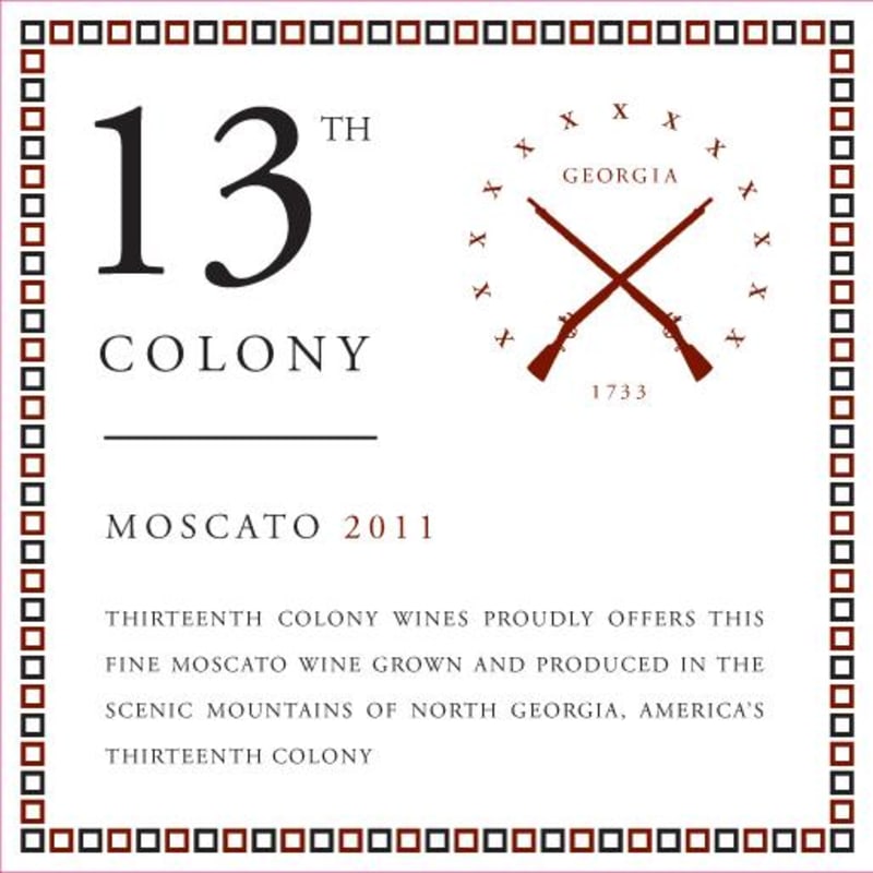 Frogtown Cellars Thirteenth Colony Moscato 2011 Front Label