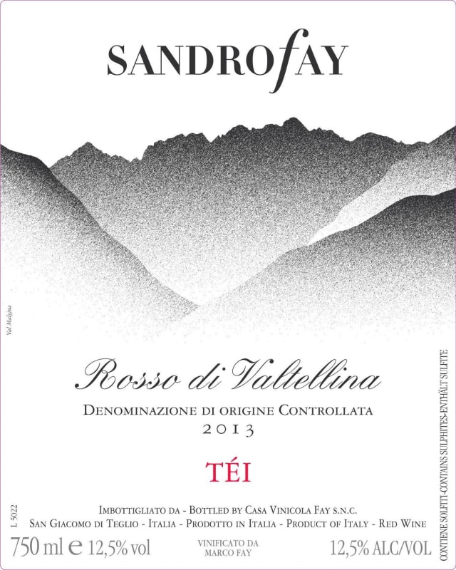 Vini Fay Rosso di Valtellina Tei 2013 Front Label