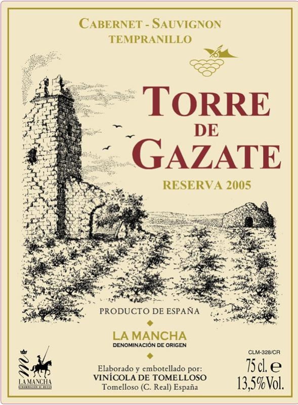 Vinicola de Tomelloso Torre de Gazate Reserva 2005 Front Label