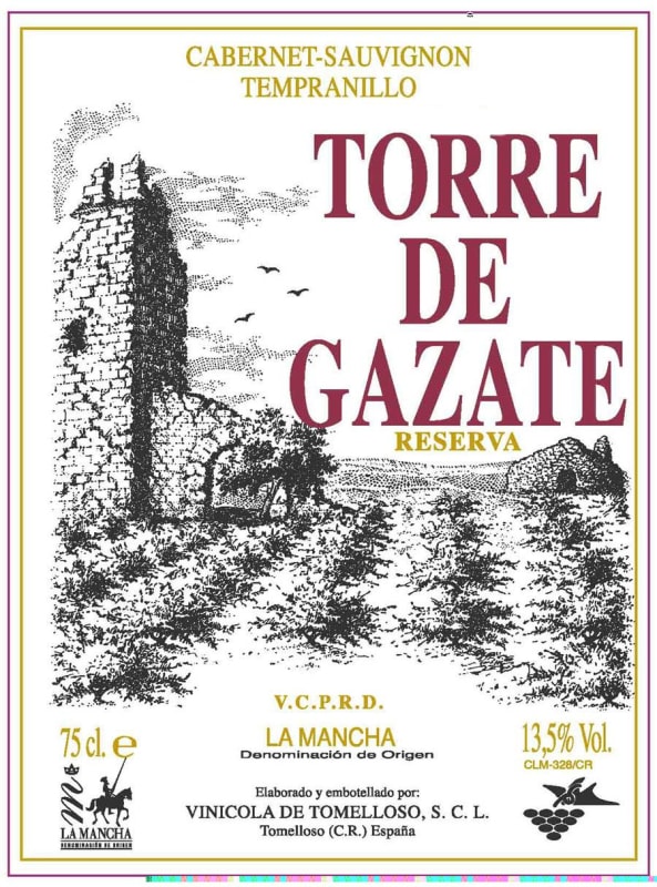 Vinicola de Tomelloso Bodega Vinico de Tomelloso Torre de Gazate Reserva 2002 Front Label