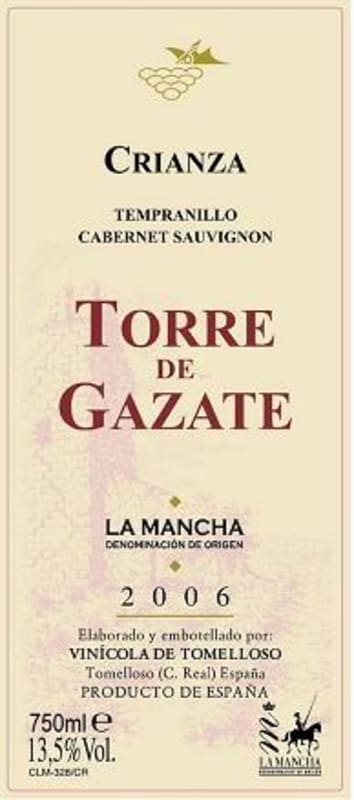Vinicola de Tomelloso Torre de Gazate Crianza 2006 Front Label