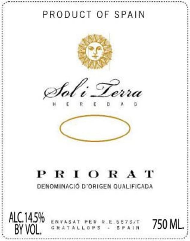 Vinicola del Priorat Sol I Terra 2010 Front Label