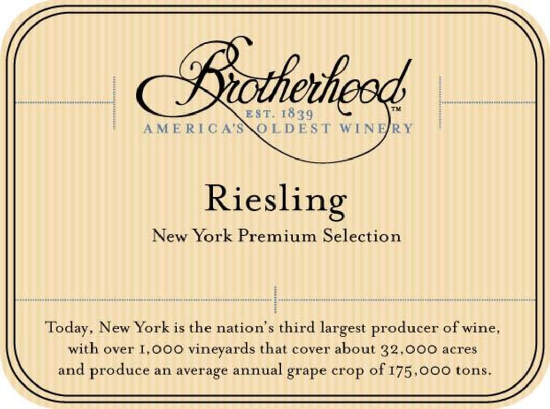 Brotherhood Riesling 2013 Front Label