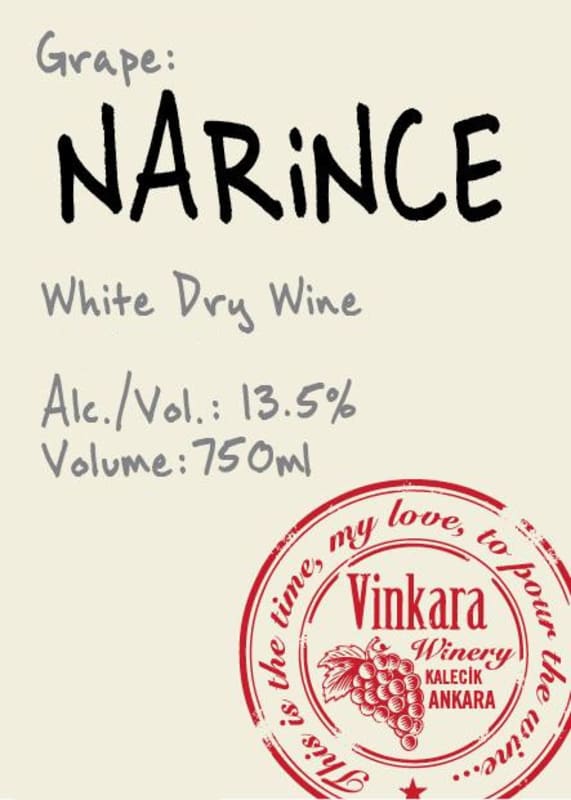 Vinkara Wines Doruk Narince 2012 Front Label