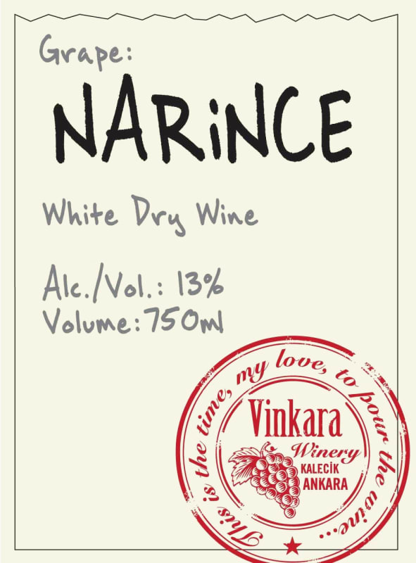 Vinkara Wines Doruk Narince 2014 Front Label