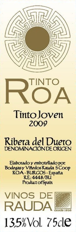 Vinos de Rauda Tinto Roa Joven 2009 Front Label