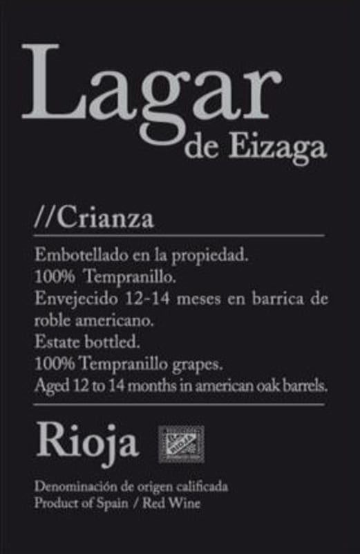 Vinos Eizaga Lagar de Eizaga Crianza 2012 Front Label