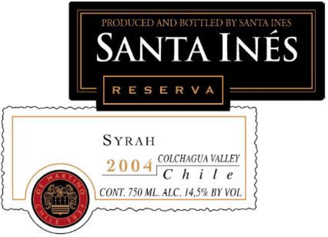 Vinos Santa Ines Reserva Syrah 2004 Front Label