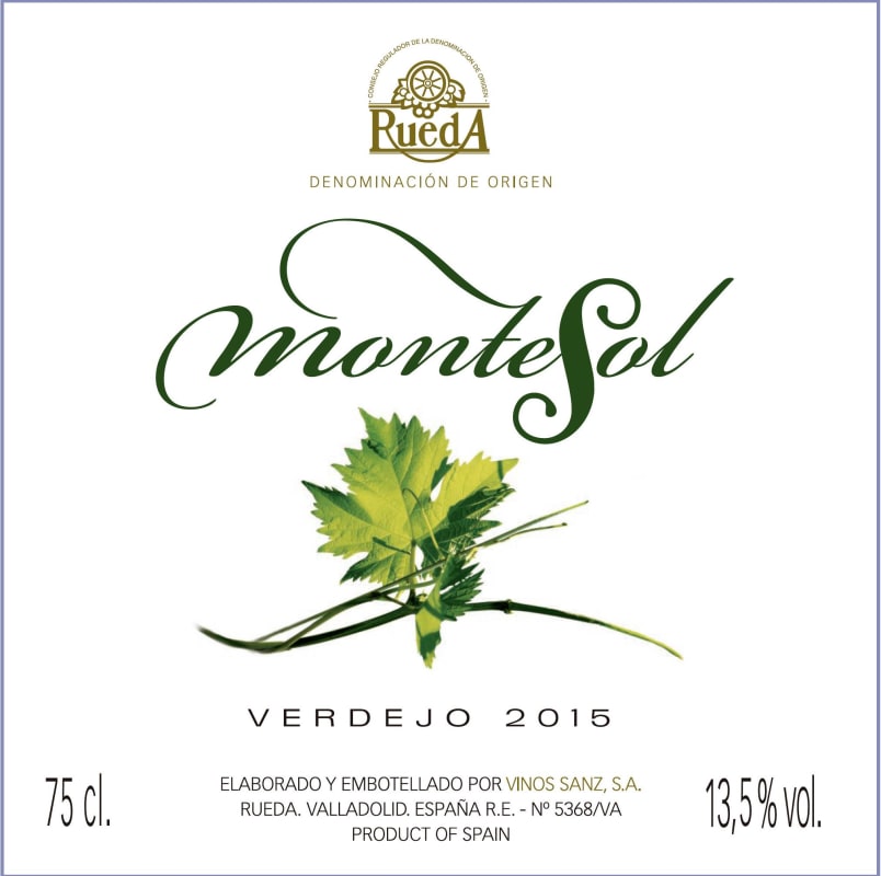 Vinos Sanz Montesol Verdejo 2015 Front Label