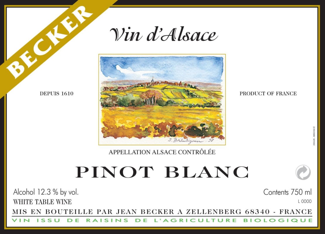 Vins Becker Pinot Blanc 2012 Front Label