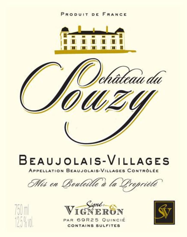 Vins du Beaujolais Signe Vignerons Beaujolais Villages Chateau de Souzy 2008 Front Label