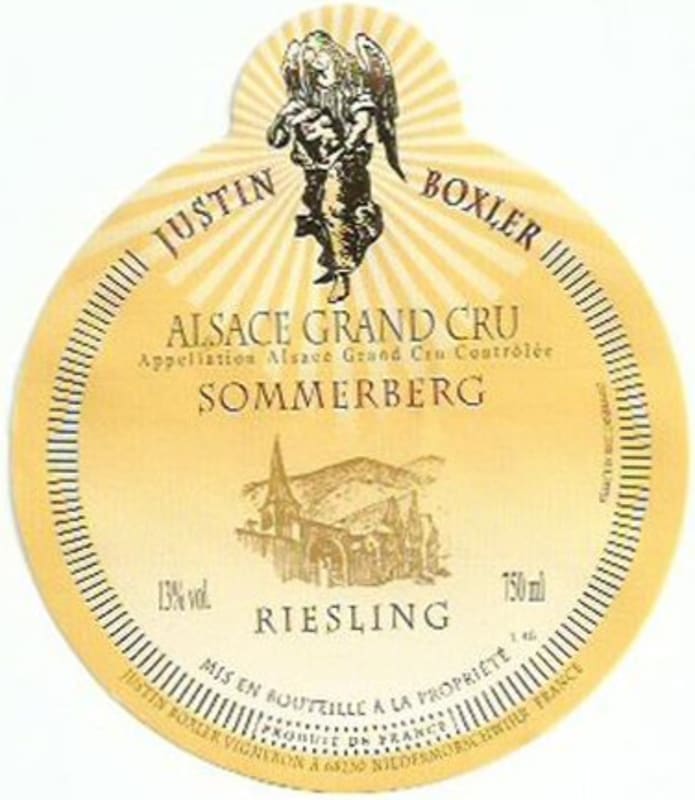 Vins Justin Boxler Sommerberg Riesling 2013 Front Label