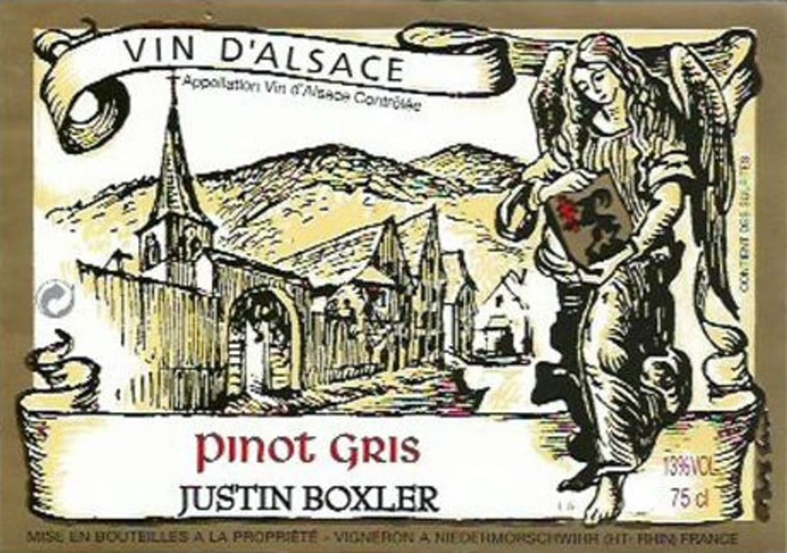 Vins Justin Boxler Pinot Gris 2015 Front Label