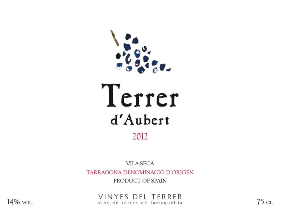 Vinyes Del Terrer Terrer d'Aubert Cabernet Sauvignon 2012 Front Label