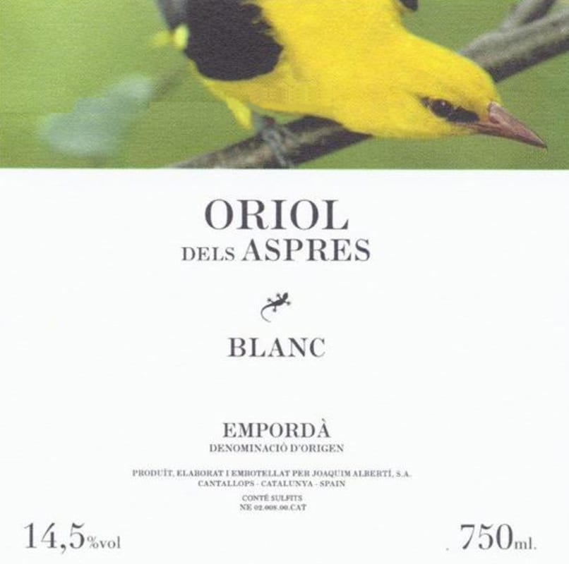Vinyes dels Aspres Oriol dels Aspres Blanc 2015 Front Label