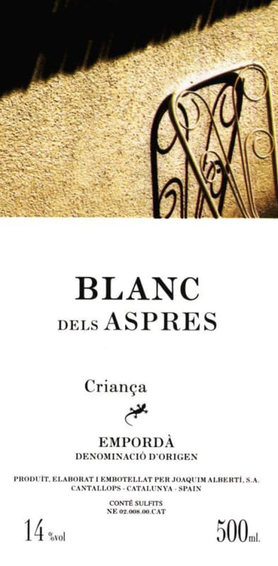 Vinyes dels Aspres Blanc dels Aspres Crianca 2013 Front Label