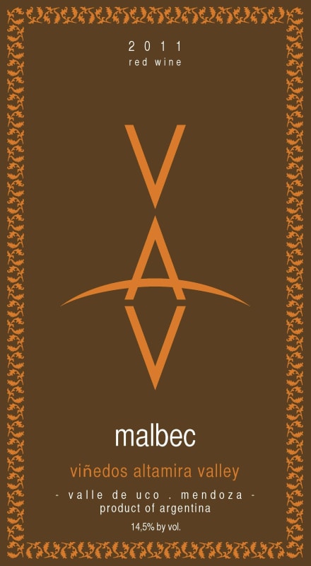 Vistaflores Estate VAV Malbec 2011 Front Label