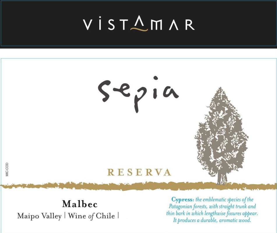 Vistamar Sepia Reserva Malbec 2013 Front Label