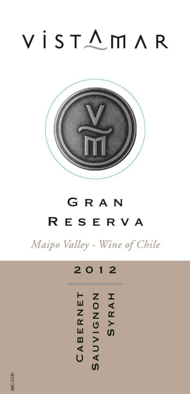 Vistamar Gran Reserva Cabernet Sauvignon Syrah 2012 Front Label