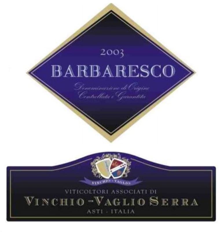 Viticoltori Associati di Vinchio-Vaglio Barbaresco 2003 Front Label