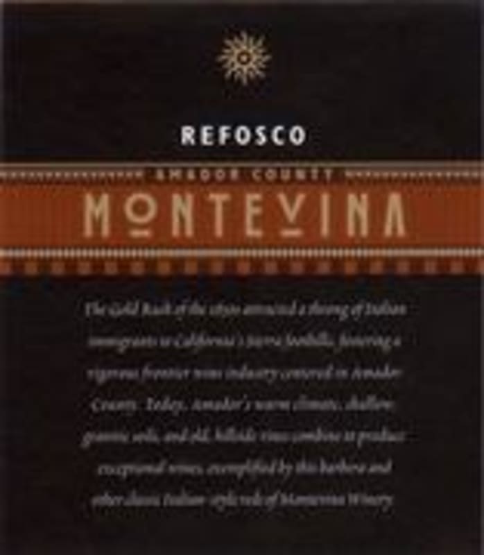 Montevina Refosco 1996 Front Label
