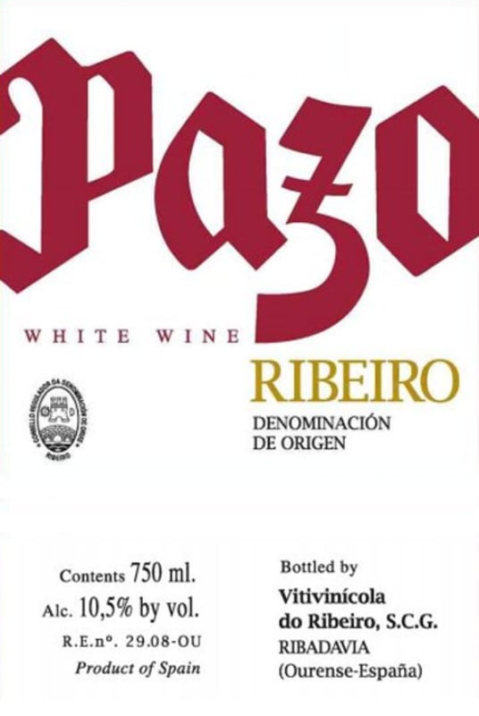 Vitinicola del Ribeiro Pazo Blanco 2010 Front Label