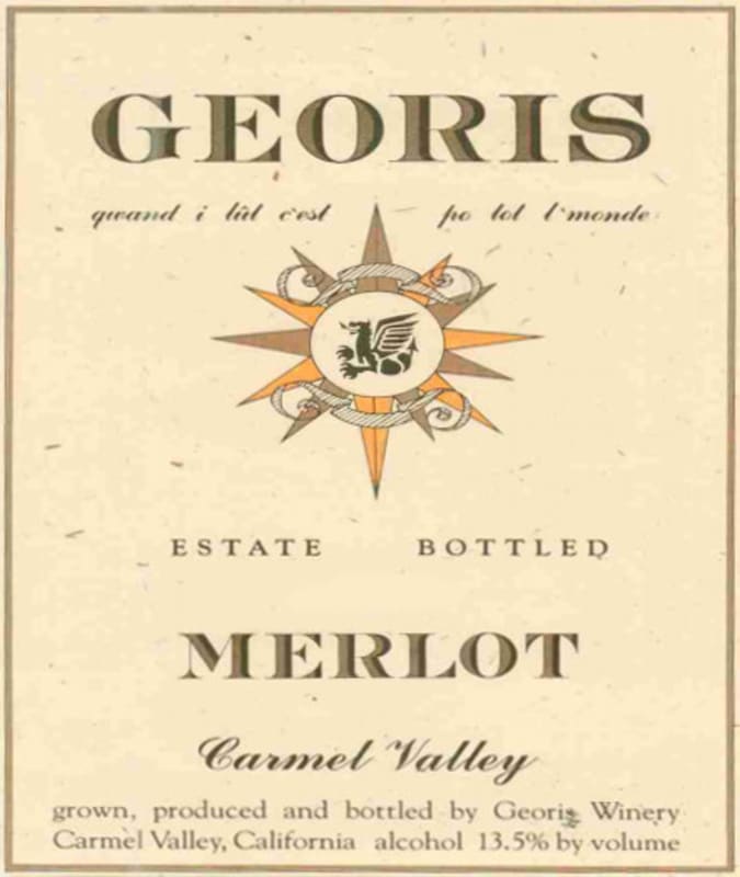 Georis Winery Estate Merlot 2000 Front Label