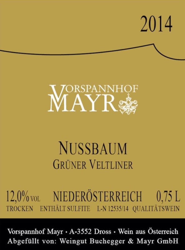 Vorspannhof Mayr Kremser Nussbaum Gruner Veltliner 2014 Front Label