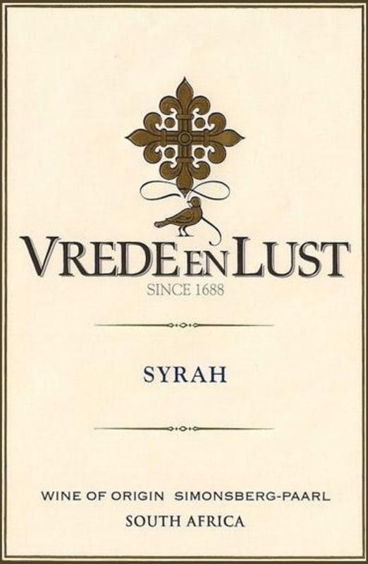 Vrede en Lust Syrah 2009 Front Label