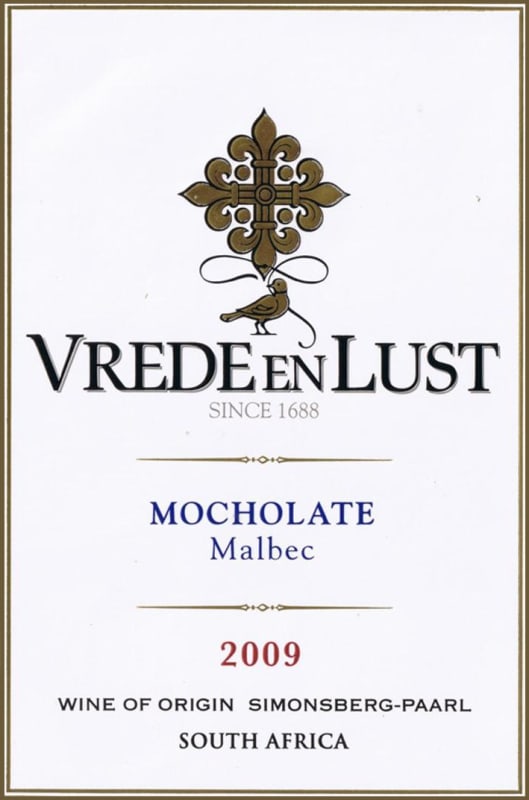 Vrede en Lust Mocholate Malbec 2009 Front Label