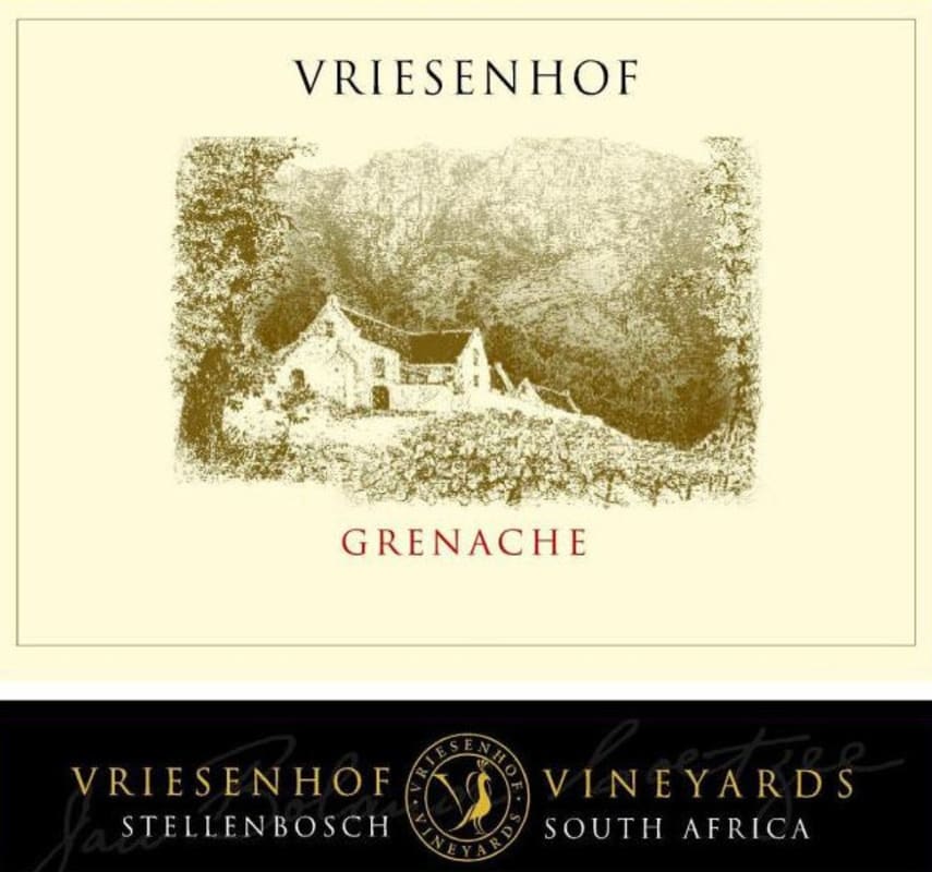 Vriesenhof Vineyards Vineyards Grenache 2013 Front Label